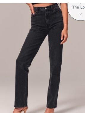 Abercrombie And Fitch Ultra High-Rise 90s Straight Black Jeans Size 24 00